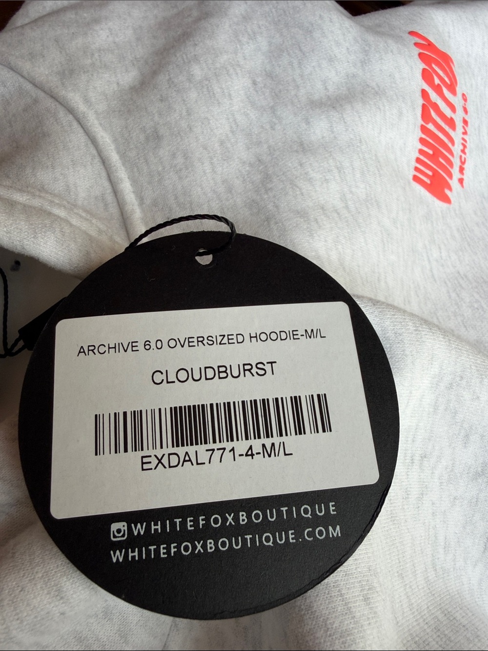 White Fox Boutique Gray Hoodie with Neon Coral Back Graphic - Picture 15 of 15